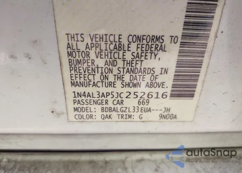 2018 Nissan Altima 2.5 S z USA, uszkodzony, nr VIN 1N4AL3AP5JC252616